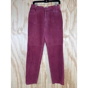 Bagatelle Vintage Suede Leather Pants Wine Burgundy Women 6 High Rise Retro Y2K